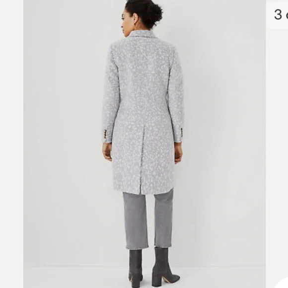 ANN TAYLOR $258 GRAY ANIMAL PRINT CHESTERFIELD COAT - Picture 3 of 15